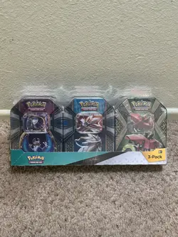 NEW Factory Sealed POKEMON 3 Pack Tins Lunala Solgaleo Tapu Bulu GX - Image 1