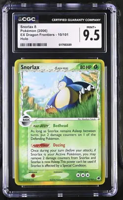 CGC 9.5 MINT+ Snorlax 2006 EX Dragon Frontiers 10/101 Holo Pokemon Card - Image 1