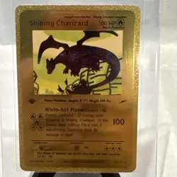 Shining Charizard 107/105 Fan Art Gold Foil Pokemon Card First Edition Rare NM - Image 1