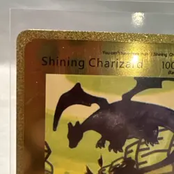 Shining Charizard 107/105 Fan Art Gold Foil Pokemon Card First Edition Rare NM - Image 2