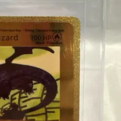 Shining Charizard 107/105 Fan Art Gold Foil Pokemon Card First Edition Rare NM - Image 3