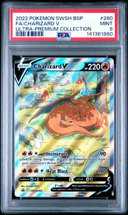 Pokemon PSA 9 Charizard V Full Art SWSH260 Promo Card Holo 2022 Mint - Image 1