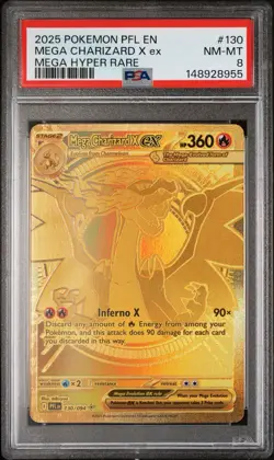 Pokemon TCG Mega Charizard X EX 130/094 Hyper Rare PSA 8 NM-MT - Image 2