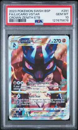 2023 Pokemon Swsh Black Star Promo #291 Fa/Lucario Vstar Crown Zenith Etb PSA 10 - Image 1