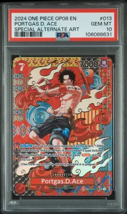 PSA 10 2024 One Piece PORTGAS D ACE (SP) Alternate Art #OP08-013 Two Legends EN - Image 1