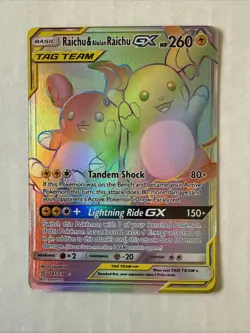 Raichu & Alolan Raichu GX (Full Art) Unified Minds Tag Team-Pokemon TCG 220/236 - Image 1