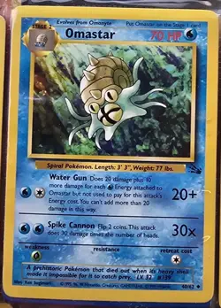 Pokemon TCG Omastar Fossil 40/62 Regular Unlimited Uncommon - Image 1