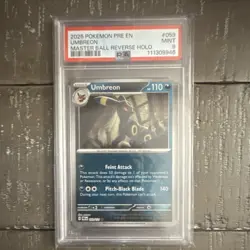 Pokemon Umbreon 059/131 Prismatic Evolutions Master Ball Holo PSA 9 2025 - Image 1