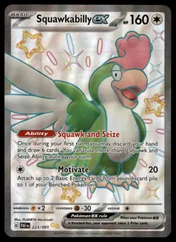 Pokemon TCG Paldean Fates #223 Squawkabilly Ex Shiny Ultra Rare - Image 1