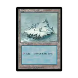 WOTC MtG Ice Age Snow-Covered Island (C) EX - Image 1
