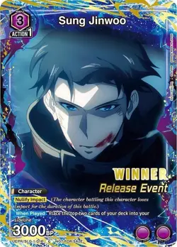 Union Arena Solo Leveling Sung Jinwoo Release Winner Foil UEPR/SLG-1-016 SEALED - Image 1