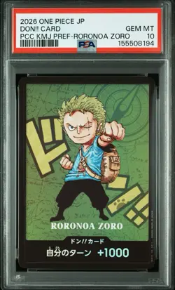PSA 10 RORONOA ZORO DON!! Card Promo One Piece Japanese Kumamoto Prefectur JP - Image 1