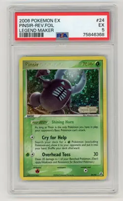 Pinsir 24/92 PSA 5 EX Legend Maker Reverse Holo Rare Graded Pokemon Card - Image 1