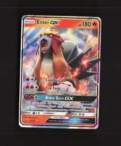 Entei GX 10/73 Shining Legends Ultra Rare Holo Pokemon Card LP - Image 1