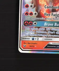 Entei GX 10/73 Shining Legends Ultra Rare Holo Pokemon Card LP - Image 5