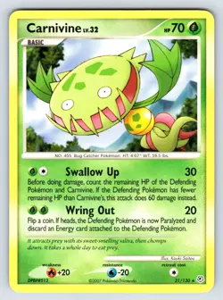 Carnivine 21/130 Diamond & Pearl Rare Pokemon Card LP - Image 1
