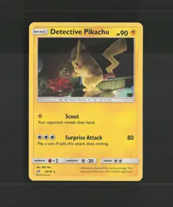 Detective Pikachu 10/18 Detective Pikachu Holo Rare Pokemon Card LP - Image 1
