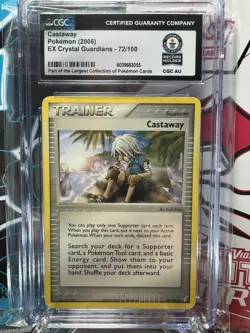 Castaway 72/100 CGC World Record 1 of 1 2006 EX Crystal Guardians Pokemon TCG - Image 1