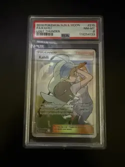 2018 POKEMON SUN & MOON LOST THUNDER #210 FA/KAHILI PSA 8 - Image 1