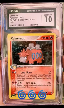 Camerupt 4/109 Holo 2003 EX Ruby & Sapphire CGC 10 Graded Pokemon Card Swirl 🌀 - Image 1