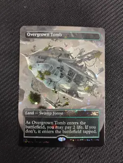 1x Overgrown Tomb ~~ Borderless - Galaxy Foil NM-Mint, English Unfinity MTG Magi - Image 1