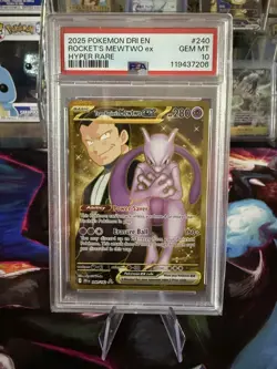 Team Rockets Mewtwo ex PSA 10 English Pokemon Card 240 Destined Rivals Gold 2025 - Image 1
