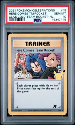 2021 Pokemon Celebrations Classic Team Rocket Here Comes Team Rocket Holo PSA 10 - Image 1