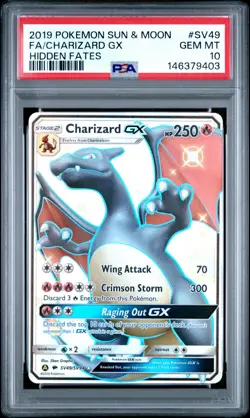 2019 POKEMON SUN & MOON HIDDEN FATES #SV49 FULL ART/CHARIZARD GX PSA 10 - Image 1