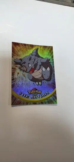 Pokemon Topps Foil Series 2 #112 Rhydon Rainbow Foil Blue Logo TV Animation - Image 2