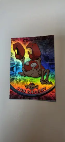 2000 TOPPS Chrome Pokemon Krabby #98 TV Animation - Series 2 Holo Foil Rainbow - Image 1