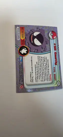Pokemon Topps 2000 Series 2 Blue Logo Gastly #92 Foil - Image 4