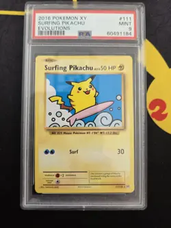 2016 Pokemon Xy Evolutions #111 Surfing Pikachu Evolutions PSA 9 - Image 1