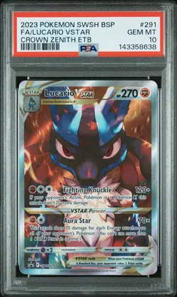 2023 Pokemon Swsh Black Star Promo #291 Fa/Lucario Vstar Crown Zenith Etb PSA 10 - Image 1