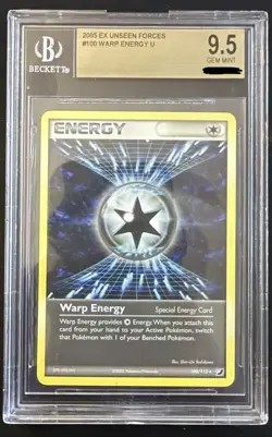 Beckett Pokemon EX Unseen Forces Warp Energy #100 2005 BGS 9.5 Gem Mint - Image 1
