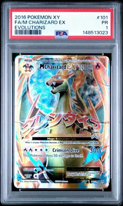 2016 Pokemon XY FA M Charizard EX Evolutions PSA 1 - Image 1