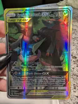 Pokemon Greninja & Zoroark GX Ultra Rare Full Art Holo 201/214 SM-Unbroken Bonds - Image 1