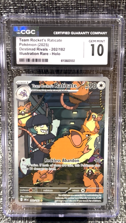 Pokemon Team Rocket's Raticate 202/182 Destined Rivals Illustration Rare CGC 10 - Image 1