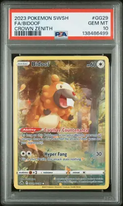 2023 Pokemon SWSH Crown Zenith Bidoof Galarian Gallery #GG29/GG70 PSA 10 - Image 1