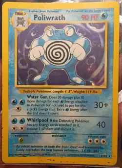 Pokemon TCG Poliwrath 13/102 Base Set Holo (English) - Damaged - Image 1
