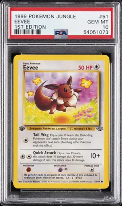 1999 POKEMON JUNGLE 1ST ED #51 EEVEE PSA 10 - Image 1