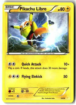 Pikachu Libre 14 ⭐ 14/30 XY Trainer Kit: Pikachu Libre & Suicune Pokemon NM - Image 1