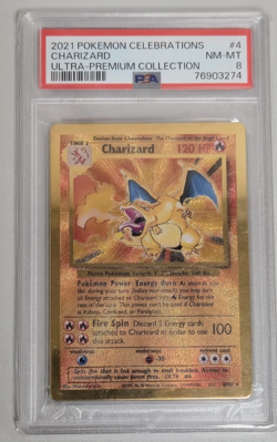 PSA 8 Gold Metal Charizard Pokemon Celebrations Ultra Premium Collection UPC #4 - Image 1