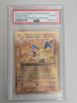 PSA 8 Gold Metal Charizard Pokemon Celebrations Ultra Premium Collection UPC #4 - Image 2