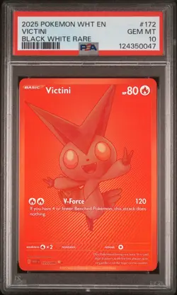 2025 POKEMON WHT EN-WHITE FLARE BLACK WHITE RARE #172 VICTINI PSA 10 - Image 1