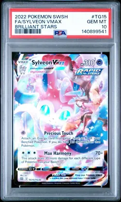 2022 POKEMON SWSH SYLVEON VMAX FULL ART BRILLIANT STARS #TG15/TG30 PSA 10 GEM MT - Image 1