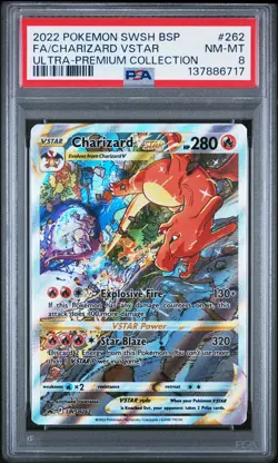2022 POKEMON SWSH BLACK STAR PROMO #262 FULL ART/CHARIZARD VSTAR PSA 8 - Image 1