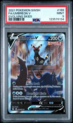 2021 POKEMON SWORD & SHIELD EVOLVING SKIES #189 FULL ART/UMBREON V PSA 9 - Image 1