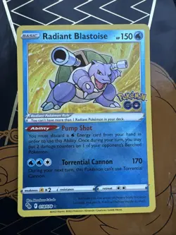 Radiant Blastoise Radiant Rare Pokemon GO 018/078 NM - Image 1