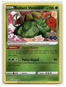 Radiant Venusaur Pokemon GO 004/078 LP-NM - Image 1