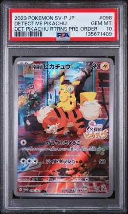 2023 POKEMON JAPANESE SV-P PROMO #098 DETECTIVE PIKACHU PSA 10 - Image 1